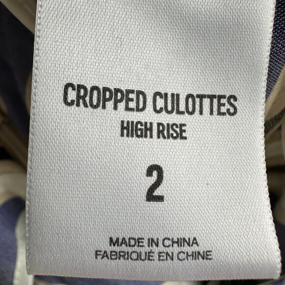 Express Striped Tie Front Wide Leg Cropped Culottes Pants - Picture 6 of 7